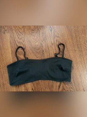 Mollusk dark green ribbed Bandeau Top swim beachwear size large